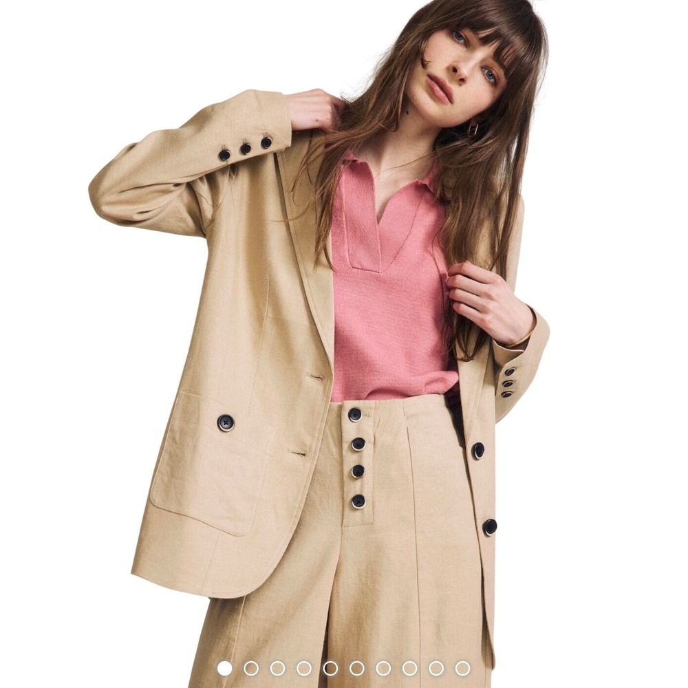 Universal Standard Beige Blazer with Pink Top
